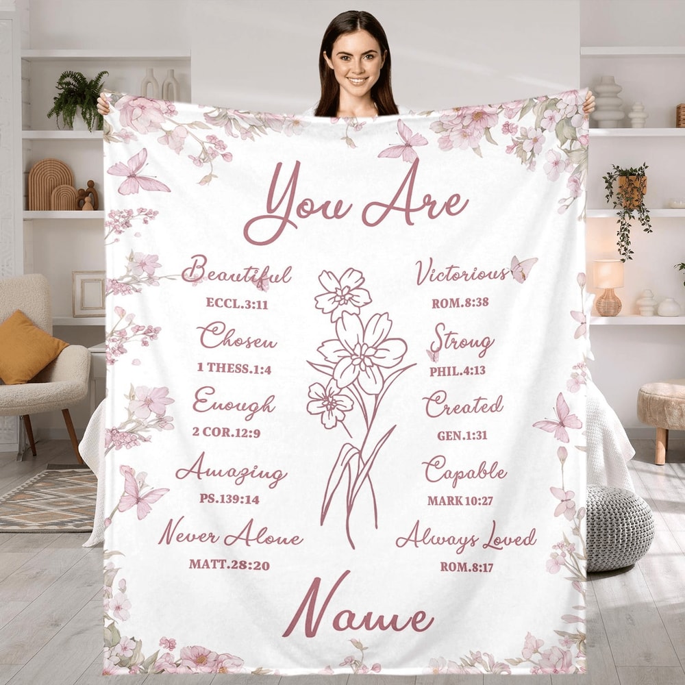 Personalized Bible Verse Blanket Custom Christian Name Throw For Women And Girls 0
