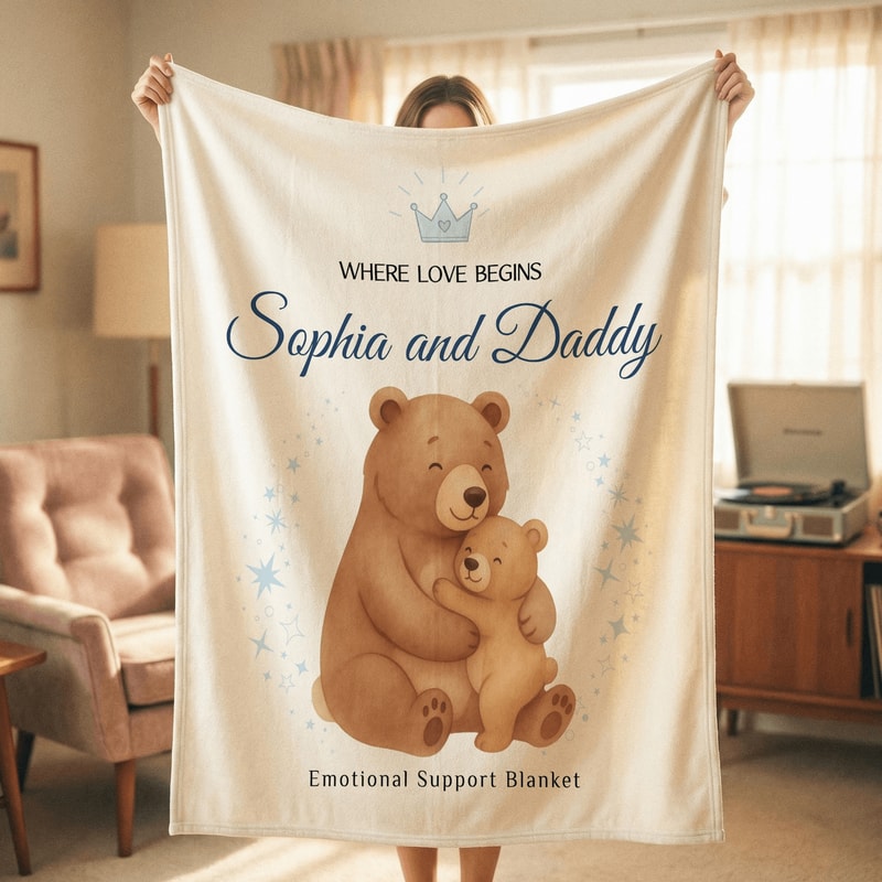 Personalized Bear Blanket For Dad Custom Fathers Day Gift From Daughter 0
