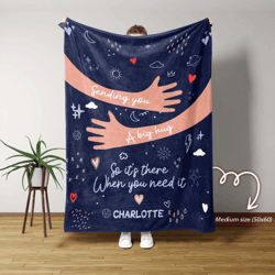 personalized hug blanket with custom name comfort throw for long distance loved ones