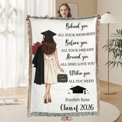 personalized graduation woven blanket class of 2026 custom dorm keepsake gift