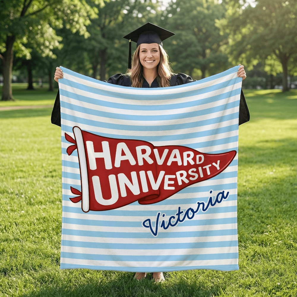 Personalized College Pennant Blanket With Name Custom University Graduation Gift Throw 0