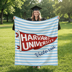 personalized college pennant blanket with name custom university graduation gift throw