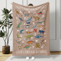 personalized dinosaur alphabet blanket custom name baby blanket educational gift for kids