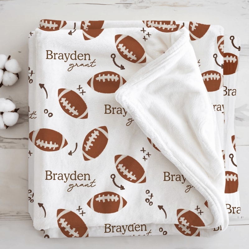 Personalized Football Blanket Custom Name Fleece Throw Gift For Football Players And Fans 0