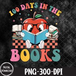 100 days in the books reading teacher png, 100th day of school png, sublimation design