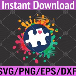 autism awareness puzzle piece love autistic support svg, eps, png, dxf, digital download