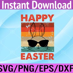 happy easter bunny vintage rabbit svg, eps, png, dxf, digital download