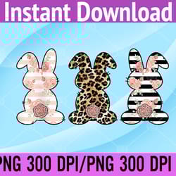 leopard easter bunny rabbit trio cute easter day png digital download