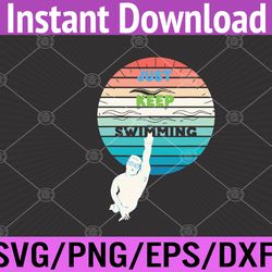 funny retro vintage sunset swim keep swimming graphic svg, eps, png, dxf, digital download