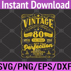 vintage 80th birthday 1942 80 years old svg, eps, png, dxf, digital download