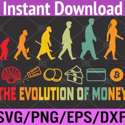the evolution of money bitcoin btc crypto cryptocurrency svg, eps, png, dxf, digital download
