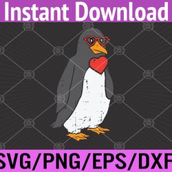 heart penguin cute animal valentines day valentine bird svg, eps, png, dxf, digital download