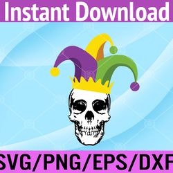 mardi gras skull jester hat funny parade svg, eps, png, dxf, digital download