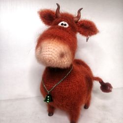 Crochet bull funny interior toy