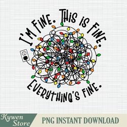 funny christmas png, im fine everything is fine png, lights png, digital design