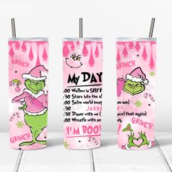 pink the grinch tumbler png, grinch png, christmas coffee png, grinch skinny tumbler 20oz design digital download