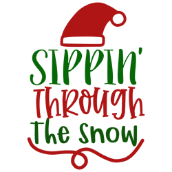 Merry Christmas logo Svg, Christmas Svg, Sippin through the snow Svg, Christmas Svg File Cut Digital Download
