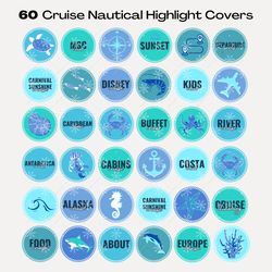 cruise nautical instagram story highlight covers, blue instagram highlights cruise social media highlights cruise agency