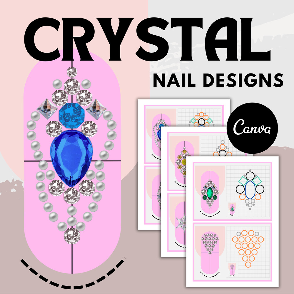 Crystal Nail Designs Nail Gem Placement Ideas Crystal Nail Art Templates Nail Art Practice Editable 0