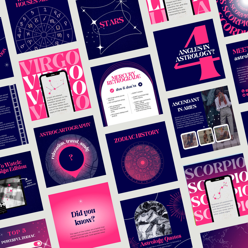 Astrology Instagram Post Templates Horoscope Templates Zodiac Signs Mercury Retrograde Moon Phases 3
