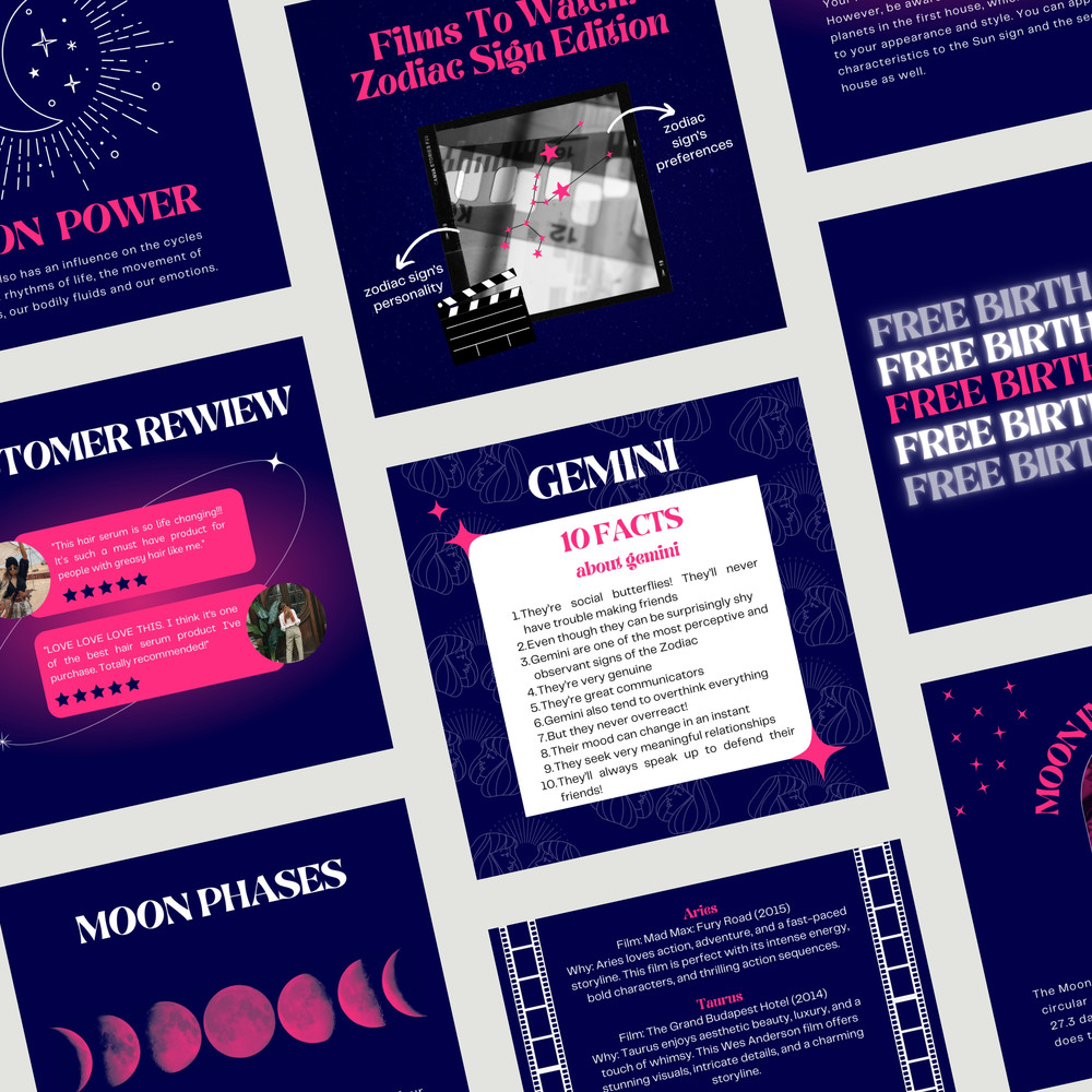 Astrology Instagram Post Templates Horoscope Templates Zodiac Signs Mercury Retrograde Moon Phases 4
