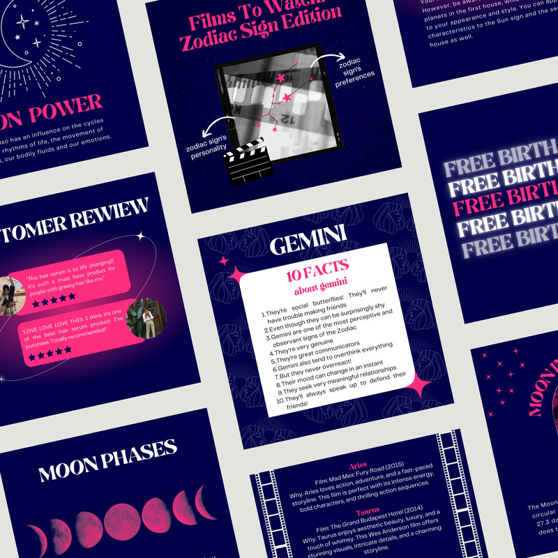 Astrology Instagram Post Templates Horoscope Templates Zodiac Signs Mercury Retrograde Moon Phases 4