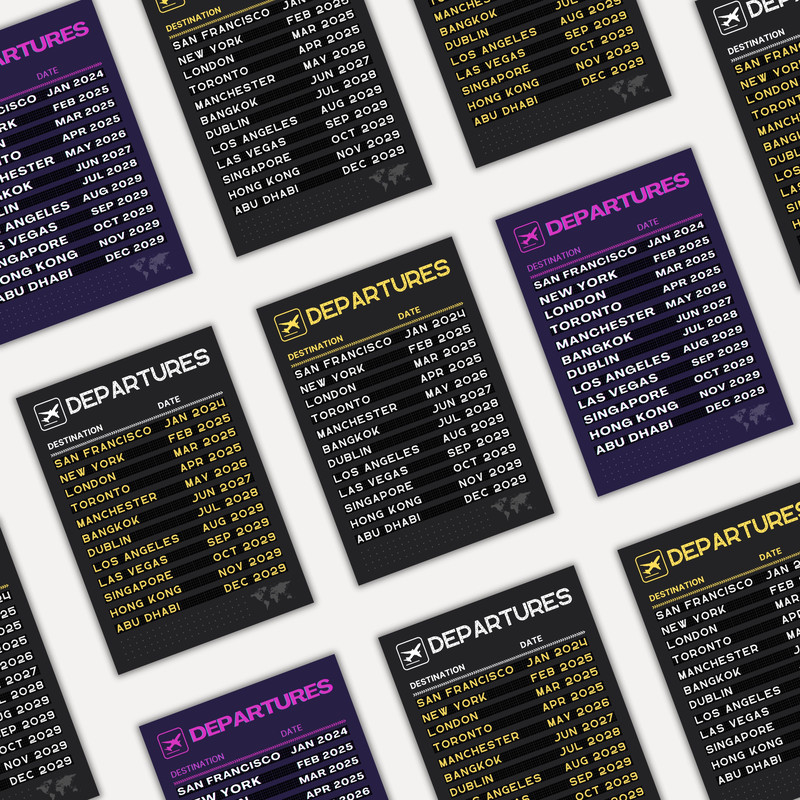 airport departures printable