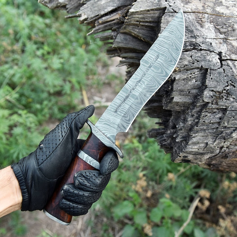 Bowie Knife Handmade Damascus Steel Sub Hilt Hunting Knife Fixed Blade Outdoor Knife Camping Survival Knife 1