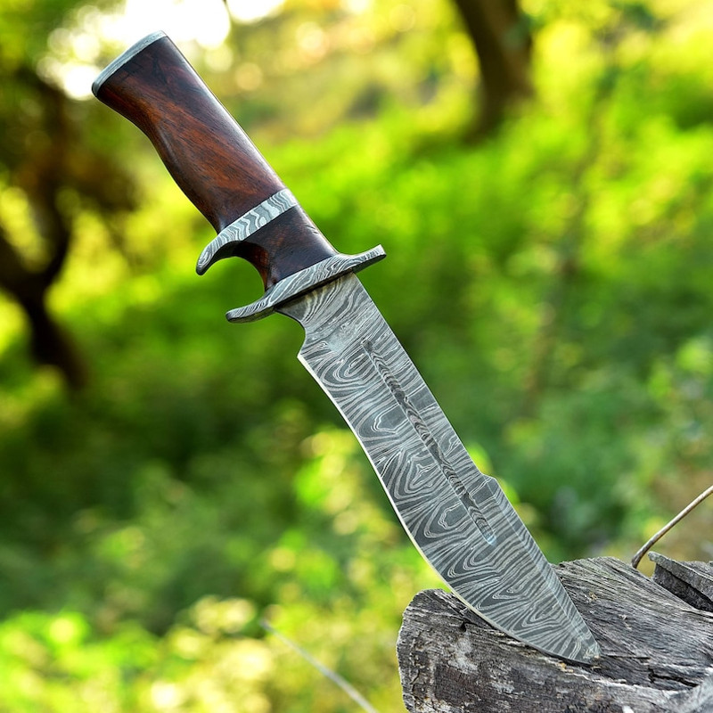Bowie Knife Handmade Damascus Steel Sub Hilt Hunting Knife Fixed Blade Outdoor Knife Camping Survival Knife 4