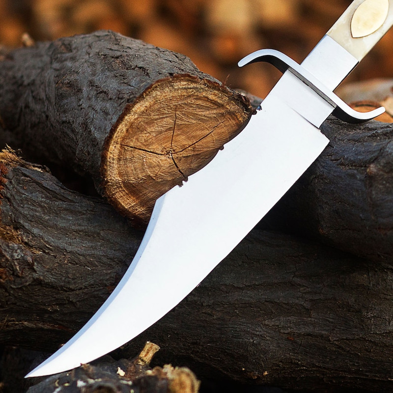 Custom Handmade D2 Steel Dull Polish Bowie Knife Hunting Handmade Knife Fathers Day Gift With Leather Cover Gift 1