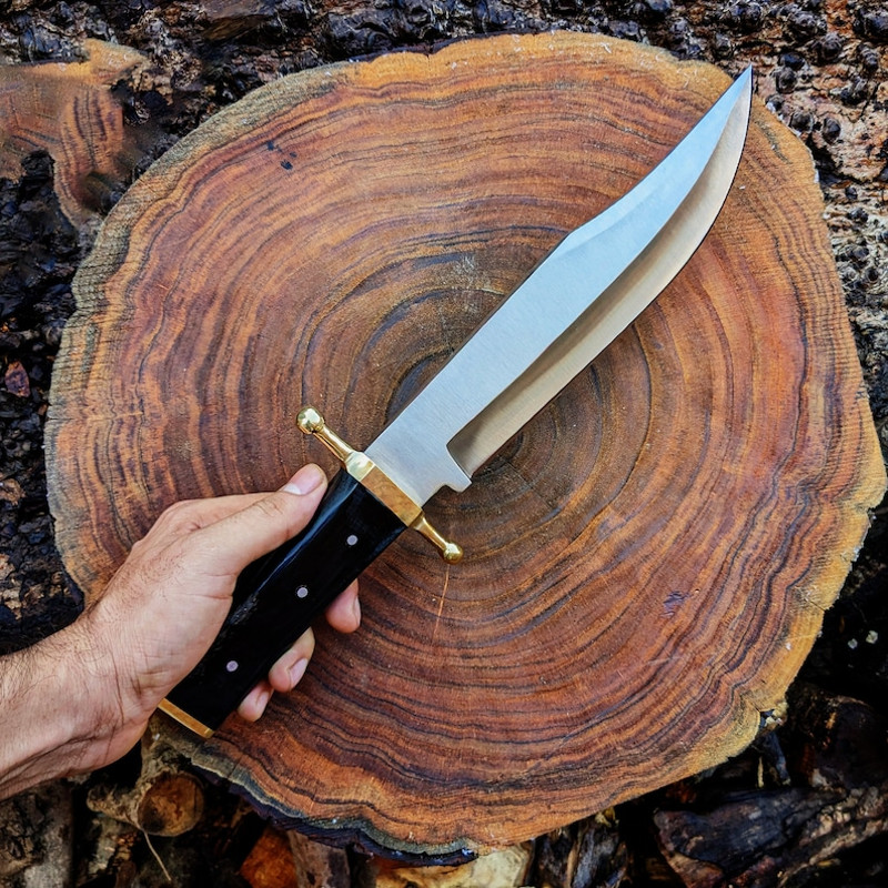Vintage Bowie Knife Custom Handmade D2 Steel Smithsonian Replica Antique Bowie Hunting Knife With Buffalo Horn Handle 5