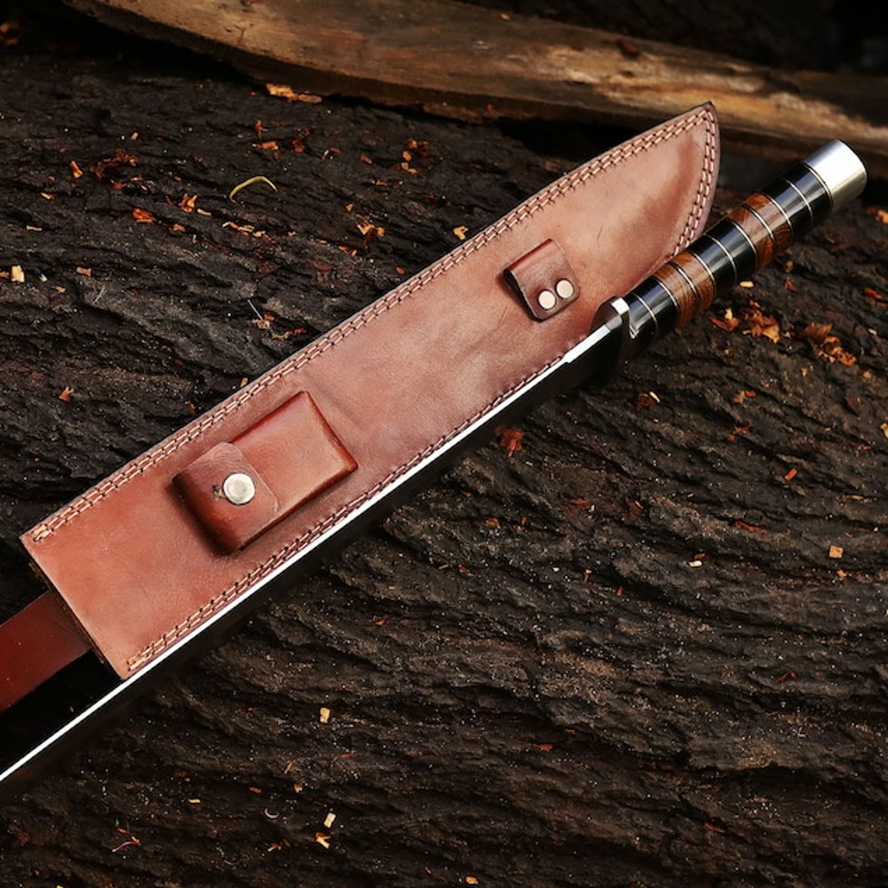 Hand Made J2 Steel Hunting Sword Multi Functional Sword Outdoor Sword With Horn Wood Handle 2