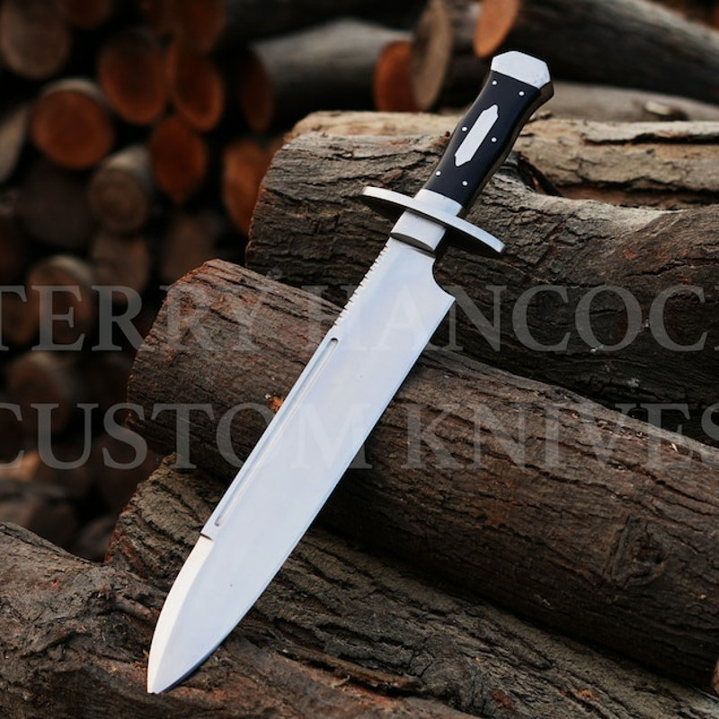 Personalized Handmade 5160 Steel Iron Mistress Bowie Knife With Black Micarta Gifts For Men Gift For Hunters 0