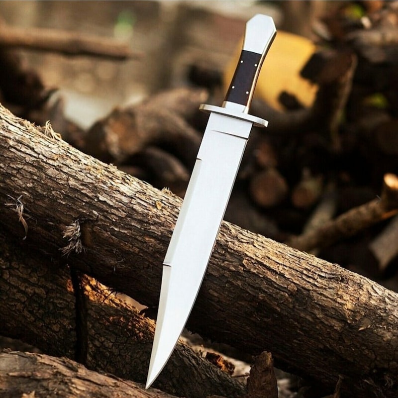 New Custom 5160 Steel Hunting Survival Bowie Knife Wooden Handle With Steel Handsafe Guard With Cow Hide Leather Cover 1