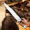 New Custom 5160 Steel Hunting Survival Bowie Knife Wooden Handle With Steel Handsafe Guard With Cow Hide Leather Cover 2
