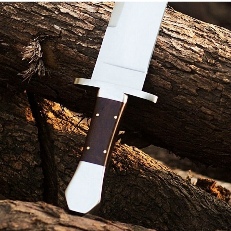 New Custom 5160 Steel Hunting Survival Bowie Knife Wooden Handle With Steel Handsafe Guard With Cow Hide Leather Cover 5