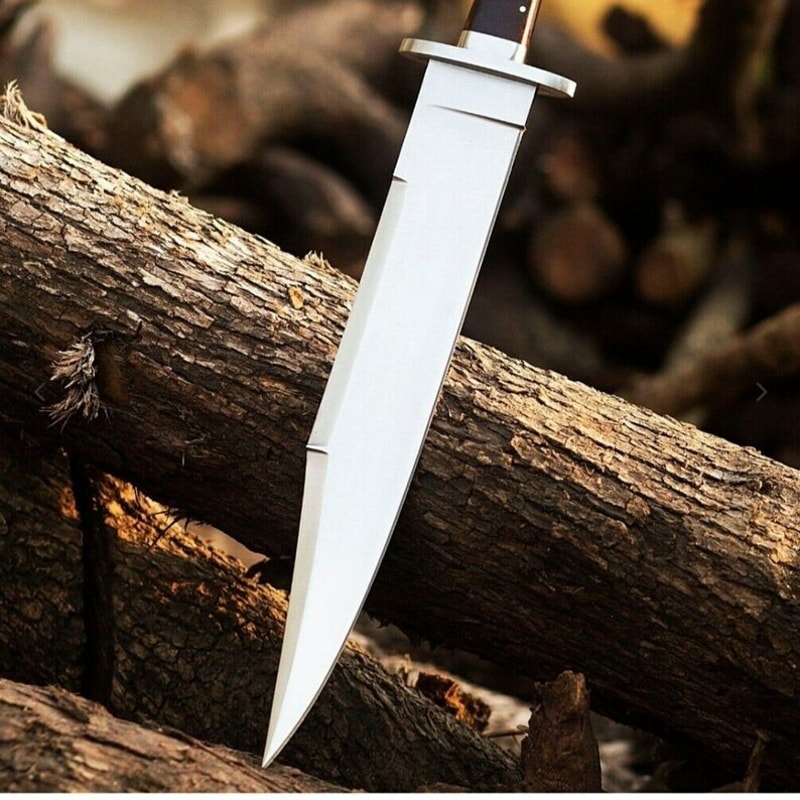 New Custom 5160 Steel Hunting Survival Bowie Knife Wooden Handle With Steel Handsafe Guard With Cow Hide Leather Cover 6