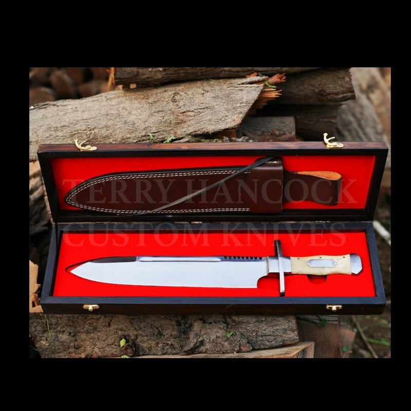 Personalized Handmade 5160 Steel Iron Mistress Bowie Knife With Camel Bone Handle Gifts For MenGift For Hunters 5