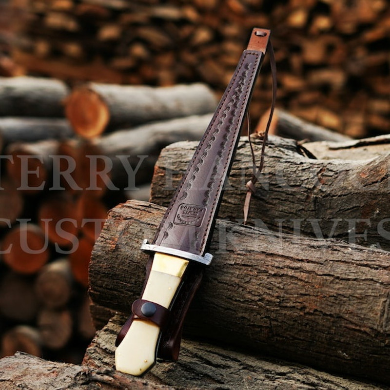 Beautiful Camel Bone Damascus Slim Dagger Hunting Knife Double Edge Gifts For Men Gift For Hunters Boyfriend Gift 2