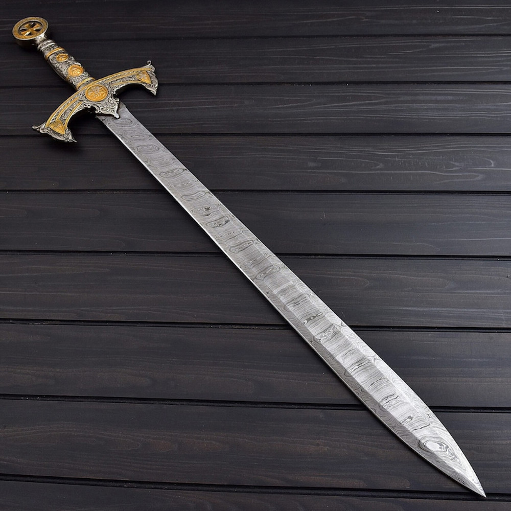 THE KNIGHTS TEMPLAR Crusader Sword  Custom Handmade  Damascus Steel  Two Designs  Antique Replica  Cosplay Sword 2