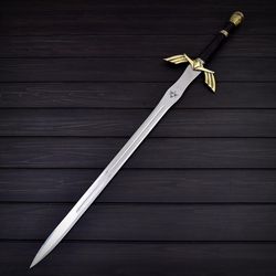 the zelda custom handmade - stainless 440c steel - handcrafted replica - black version of zelda sword - video game -