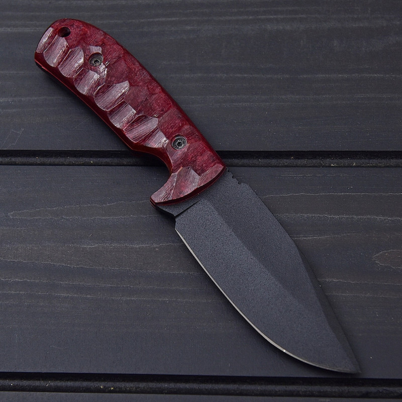 THE WENZ Custom Hand Forged High Carbon D2 Tool Steel Powder Coated Textured Red Micarta Scales Everyday Carry 1