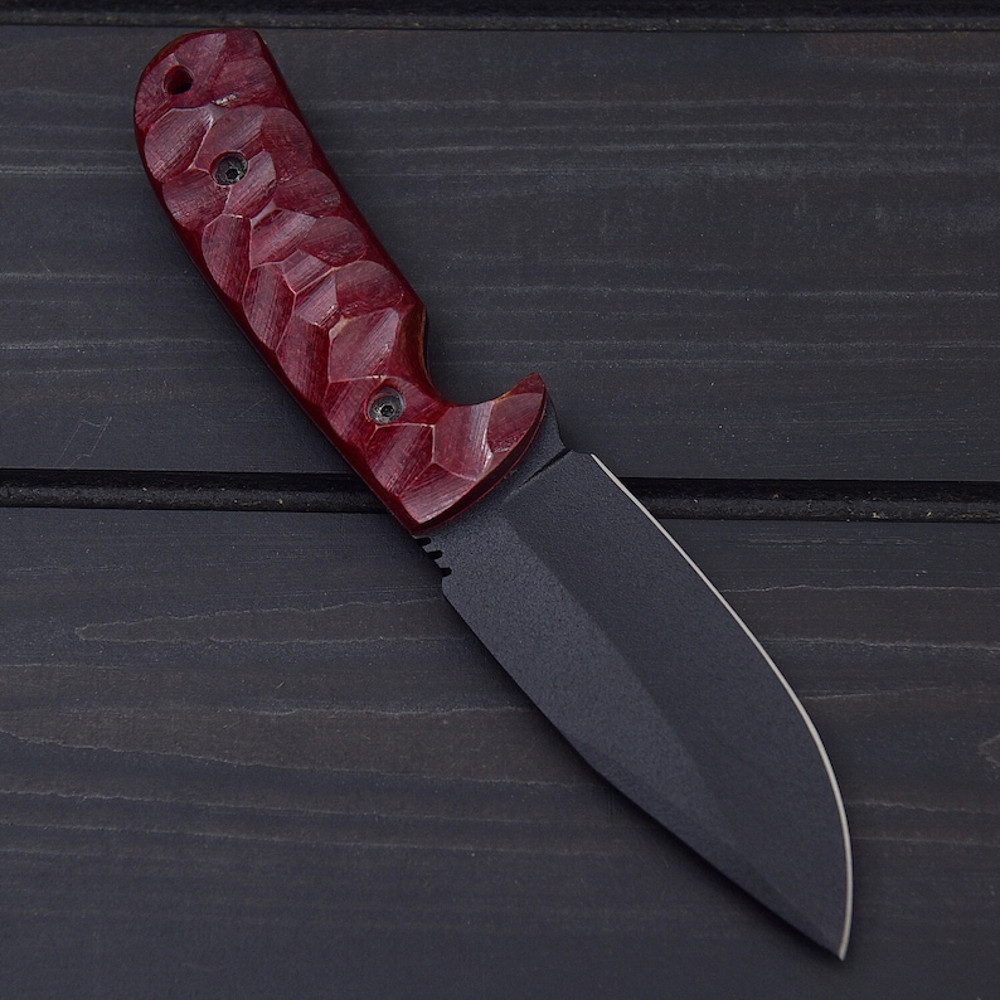 THE WENZ Custom Hand Forged High Carbon D2 Tool Steel Powder Coated Textured Red Micarta Scales Everyday Carry 2