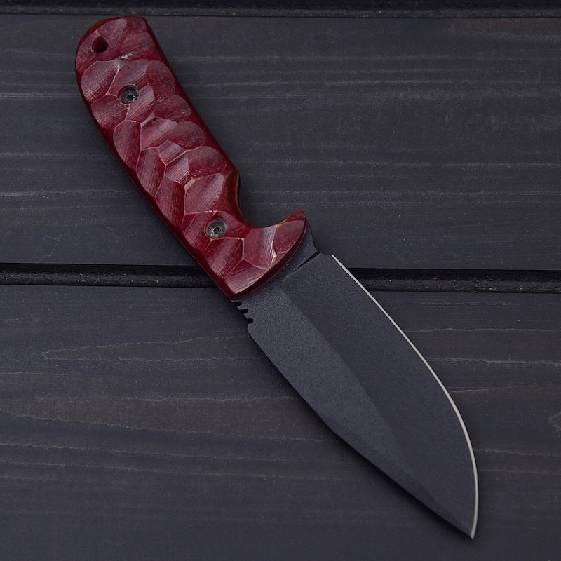 THE WENZ Custom Hand Forged High Carbon D2 Tool Steel Powder Coated Textured Red Micarta Scales Everyday Carry 2
