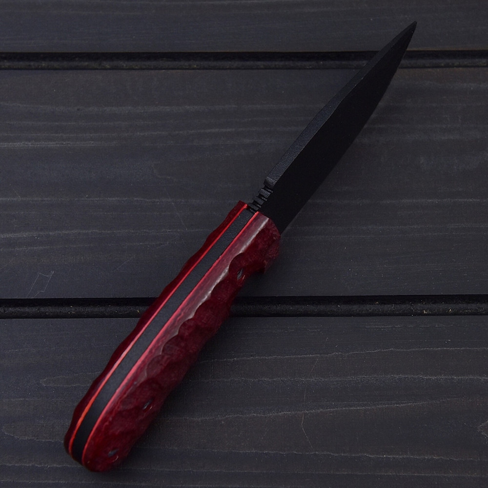 THE WENZ Custom Hand Forged High Carbon D2 Tool Steel Powder Coated Textured Red Micarta Scales Everyday Carry 3
