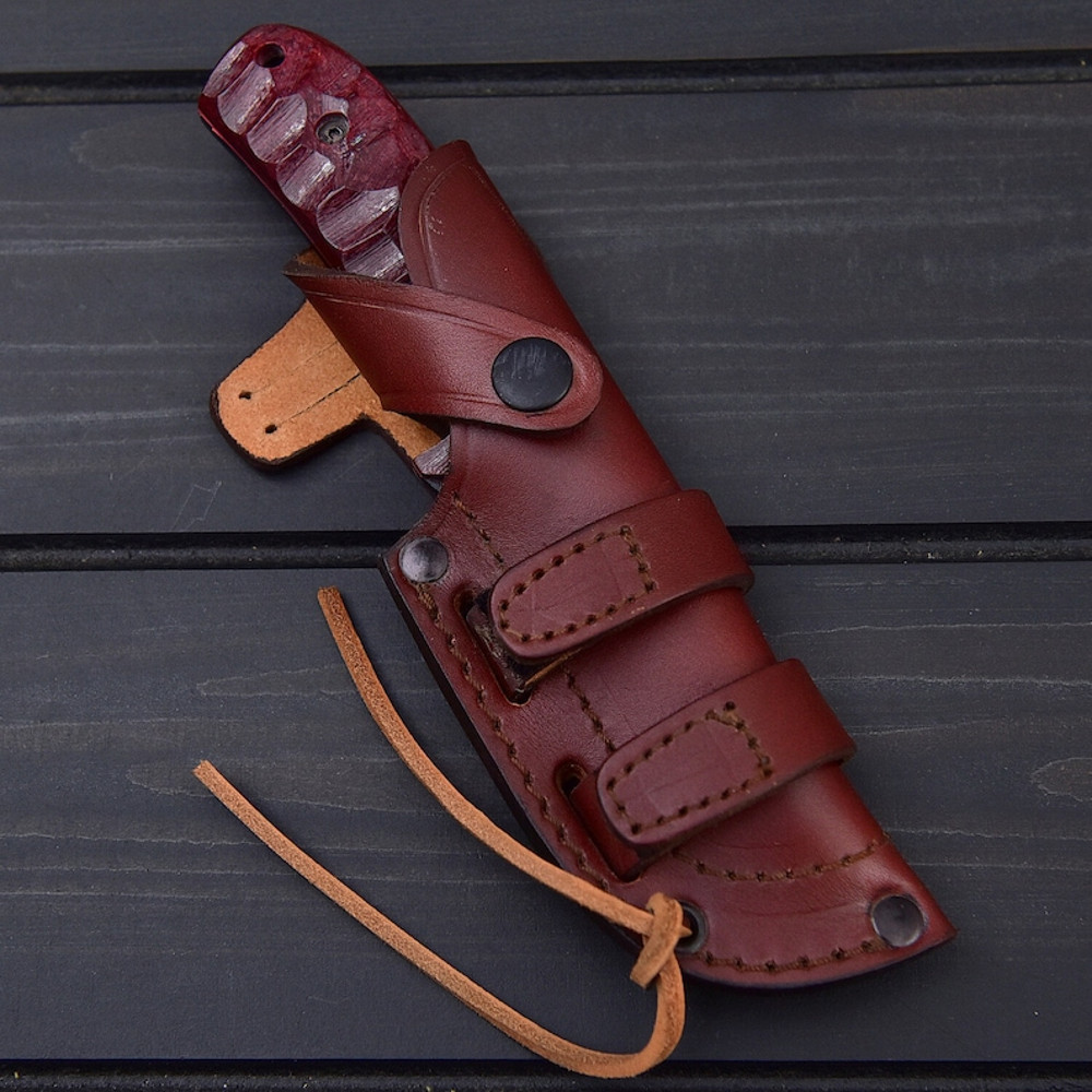 THE WENZ Custom Hand Forged High Carbon D2 Tool Steel Powder Coated Textured Red Micarta Scales Everyday Carry 4