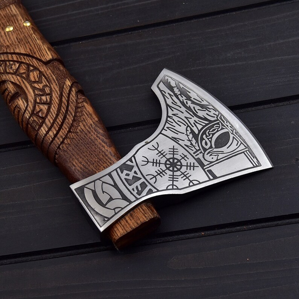THE NORSE VIKING Custom Hand Crafted Nordic Style Ancient Replica Viking Axe Viking Era Scandinavian Antique 2