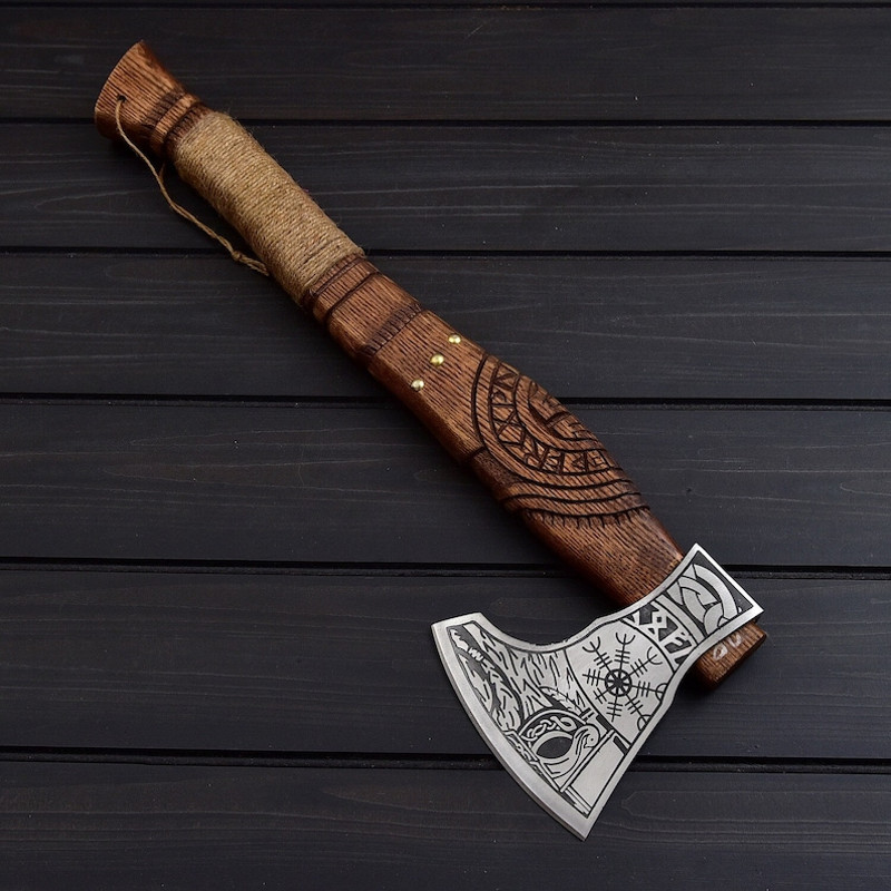 THE NORSE VIKING Custom Hand Crafted Nordic Style Ancient Replica Viking Axe Viking Era Scandinavian Antique 3