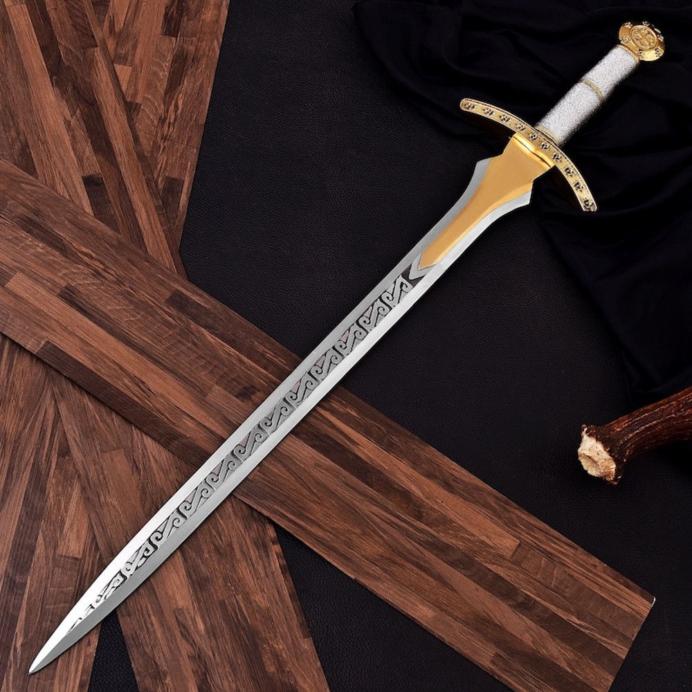 Custom Handmade J2 Carbon Steel SwordKingdom Of Heaven SwordKing Of Jerusalem SwordScabbard SwordWedding Gift 0