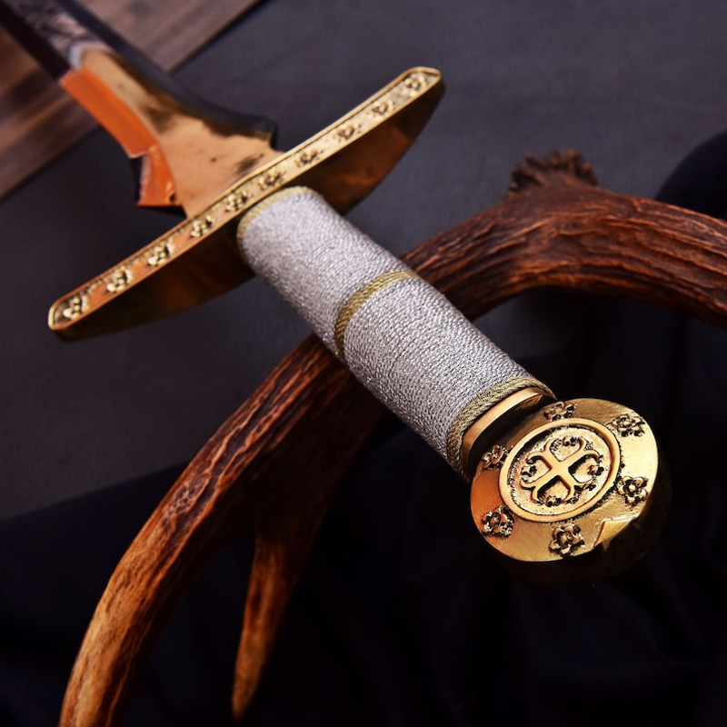 Custom Handmade J2 Carbon Steel SwordKingdom Of Heaven SwordKing Of Jerusalem SwordScabbard SwordWedding Gift 3